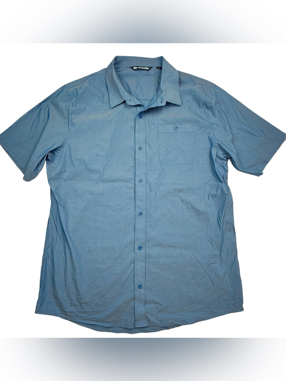 Travis Mathew Take Away Shirt XL Blue Stripe Button down